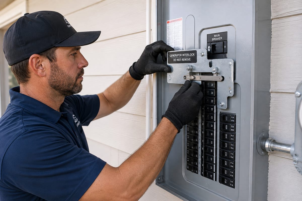 In Central Florida, generator inlet/interlock installs typically cost $900–$1,300, plus permits if required.